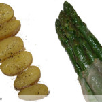 Spargel mit Lardo und Drillingen