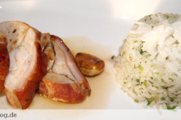 Kräuterrisotto mit Spanferkel