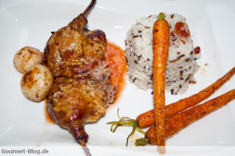 Wqildentenkeule mit Cumberlandsoße und Gourmetreis