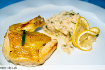 Zitronenrisotto mit Maishühnchen