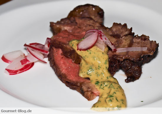 Côte de Boeuf Slices - süßem Petersilien-Senf