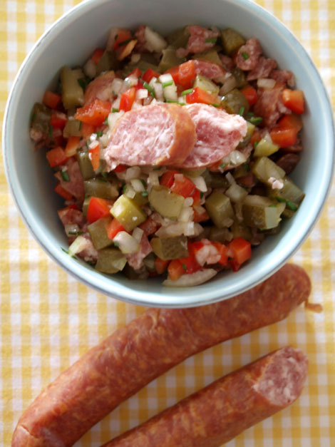 Rezept: Landjäger-Salat mit Schnittlauch