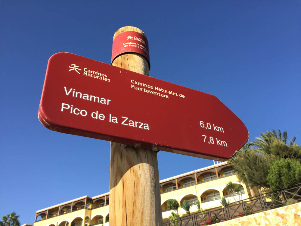 Pico de la Zarza Rundweg - Das erste Hinweisschild