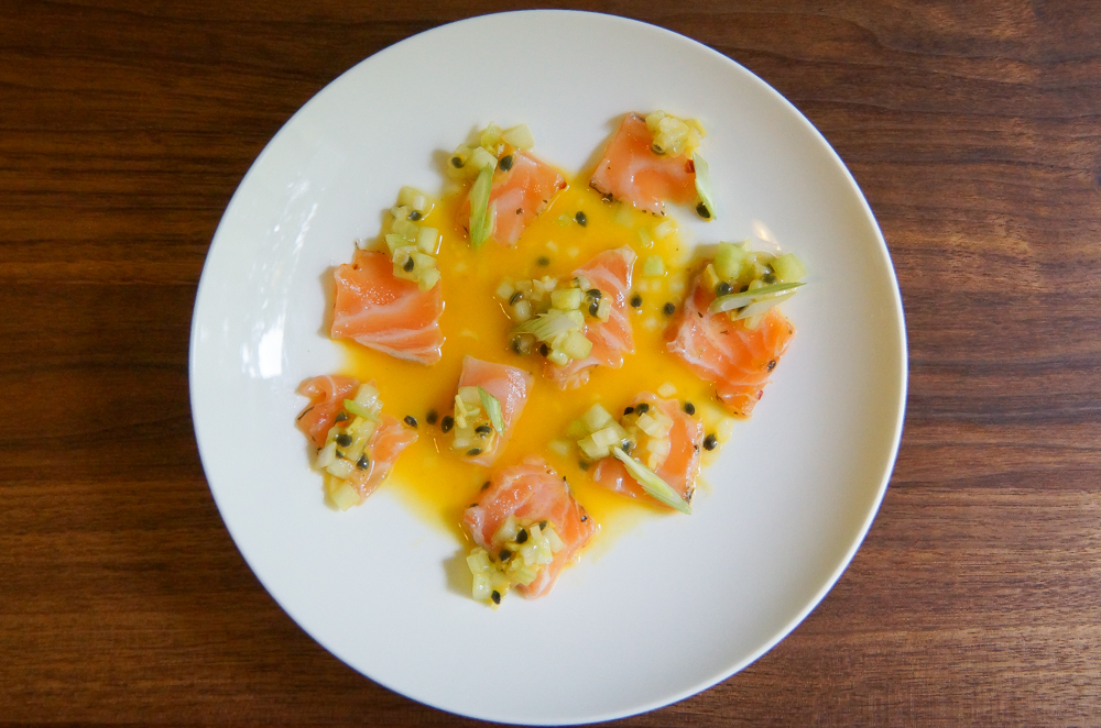 Wildlachs mit Passionsfrucht und Gurke - Rezept