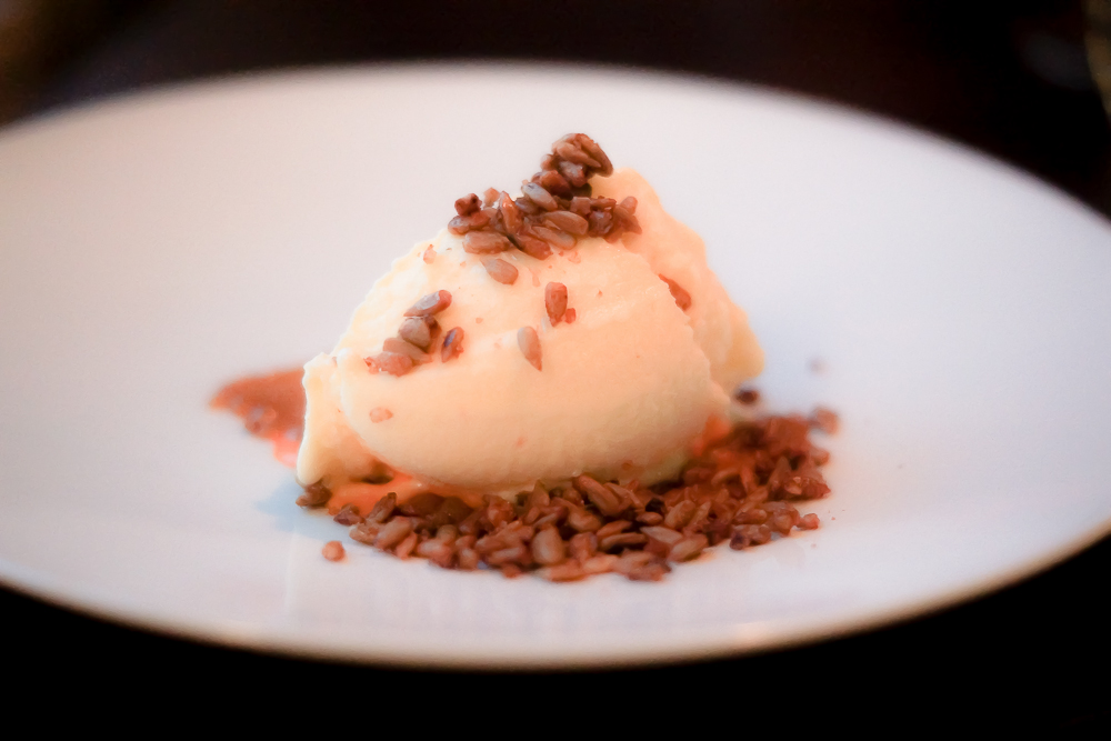 Buttermilk grilled bread Ice Cream and Rhubarb