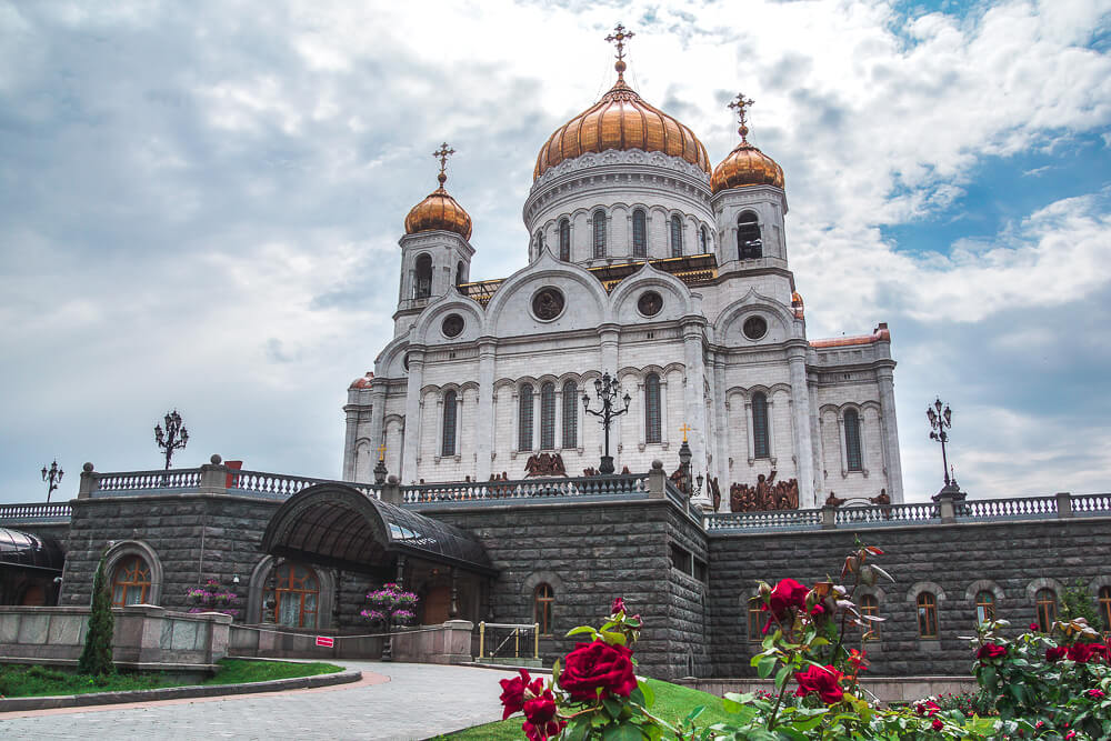 Moskau - Christ Erlöser Kathedrale mit Garten