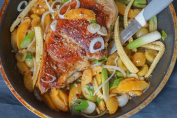 Ribeyesteak vom Bunten Bentheimer Schwein in sommerlicher Pfanne 2