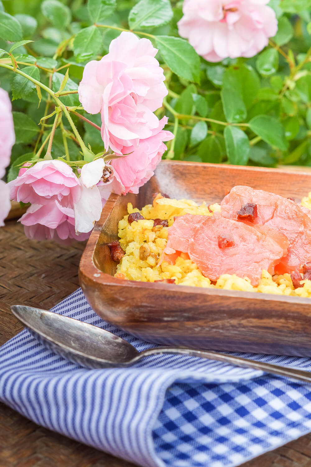 Safran Risotto mit Räucherlachs und Chorizo1