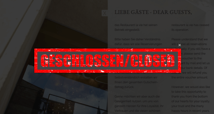 Restaurant la vie geschlossen