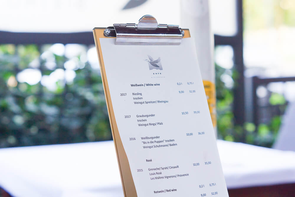 ENTE Bistro Wiesbaden - Weinkarte