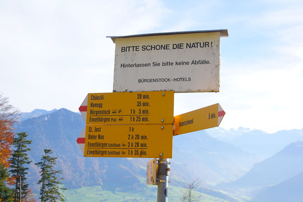 Bürgenstock Hotel - Wanderwege vom Bürgenberg aus