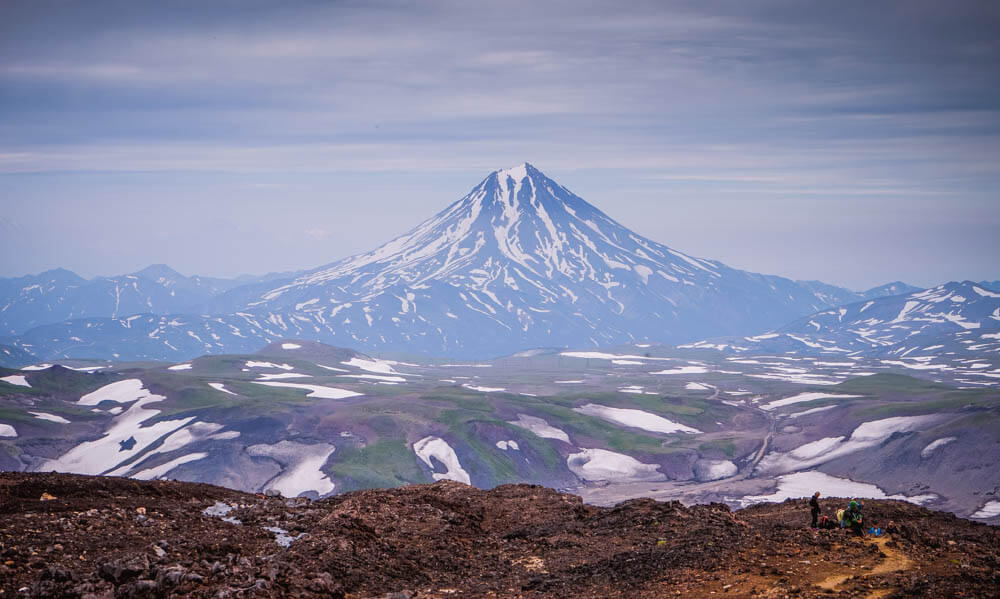 Die Vulkane in der Nähe von Petropawlowsk
