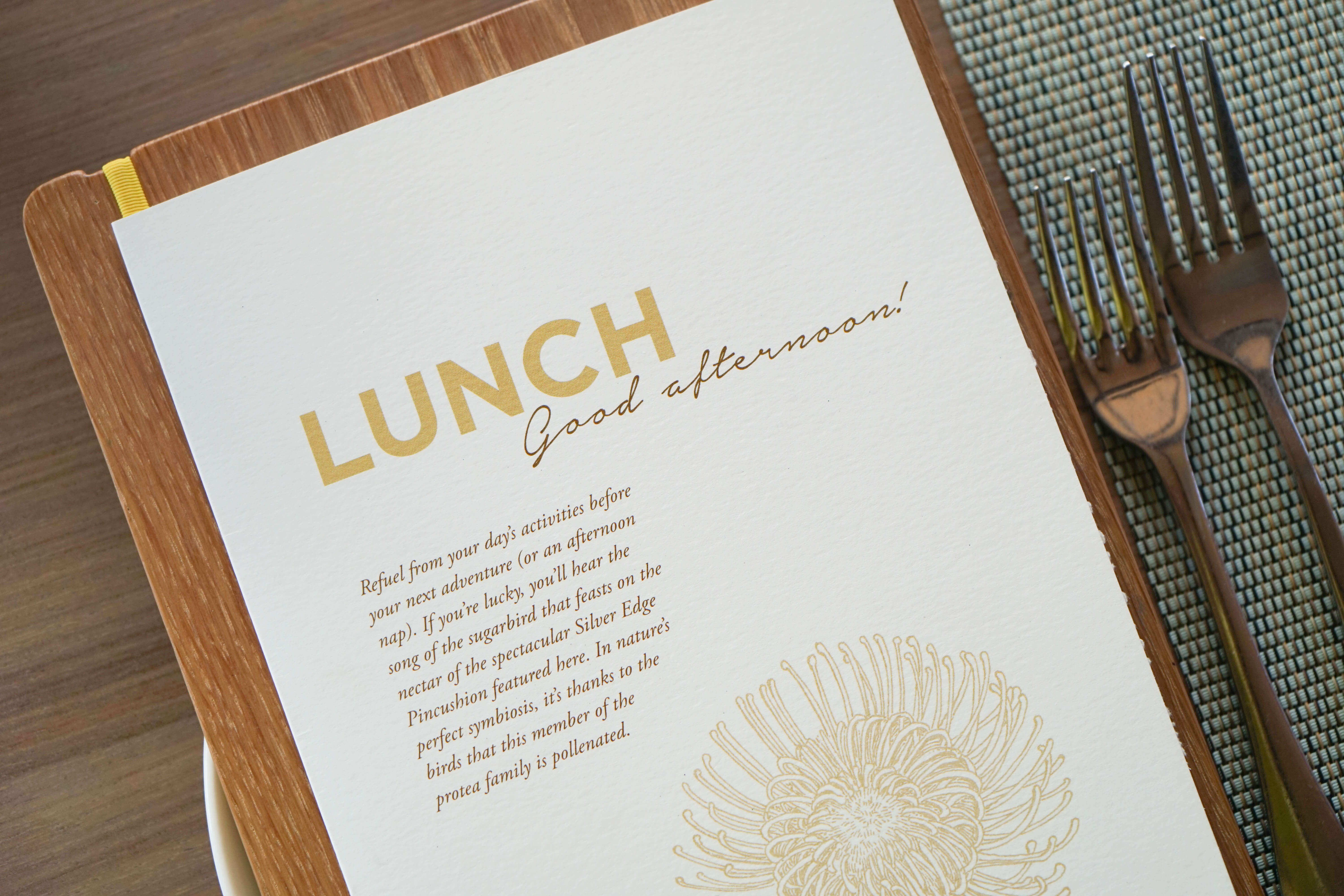 Grootbos Private Nature Reserve - Lunch Menu