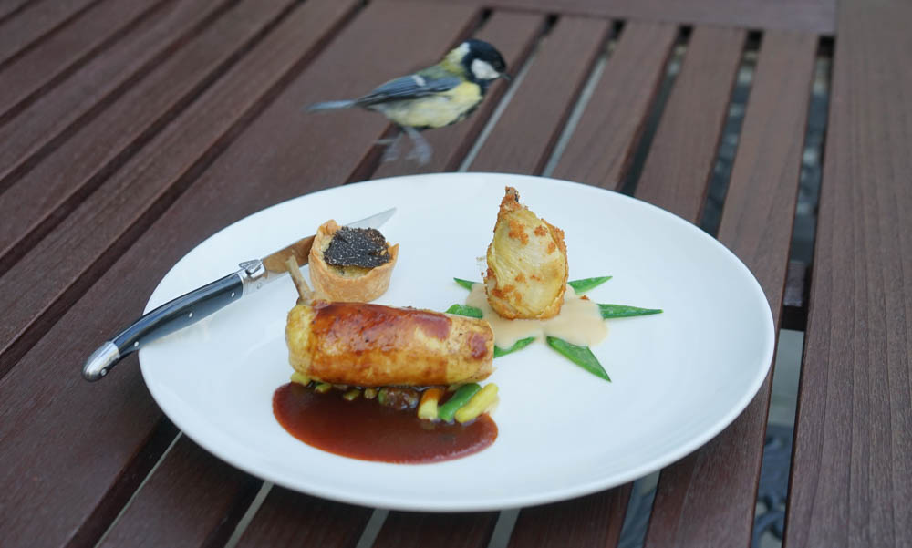 Restaurant Florhof, Zürich - Duo vom Mistkratzerl, Entenleber, Kartoffeltarte mit Australischem Trüffel, Bohnengemüse 2