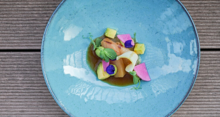 Aubergine Restaurant Starnberg - Gebeizter Hamachi mit Avocado, Rettich und Ponzu
