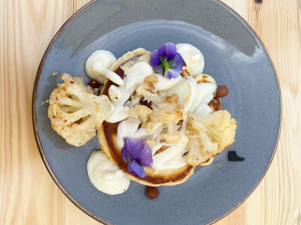 E-Bike Tour, Wein tasting Genf - Domaine de Curiades Pancake mit Blumenkohl