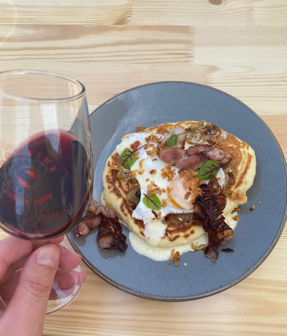 E-Bike Tour, Wein tasting Genf - Domaine de Curiades, Pancake mit Ei und Schinken