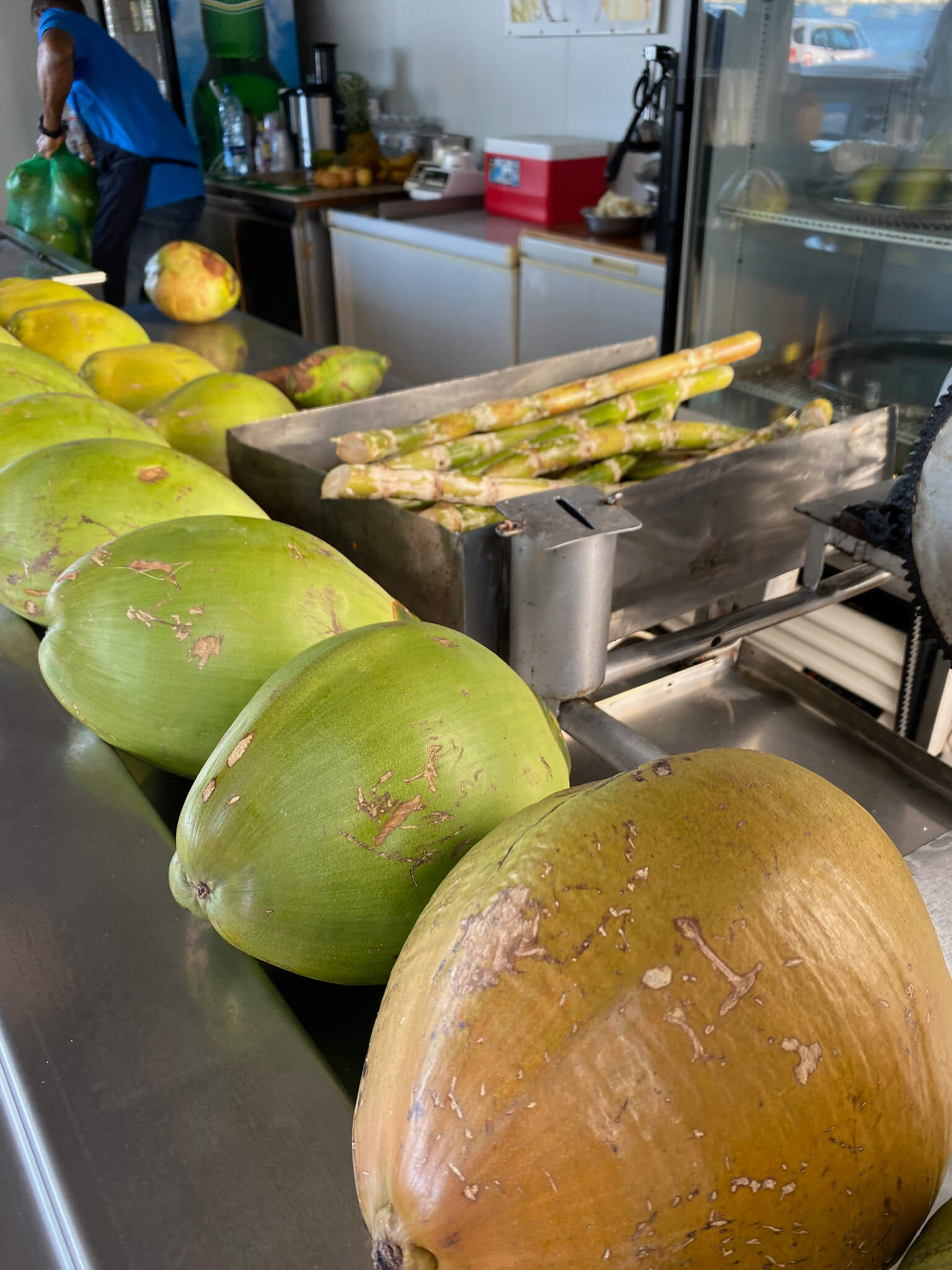 Markt in Marigot, Saint Martin - frische Kokosnüsse